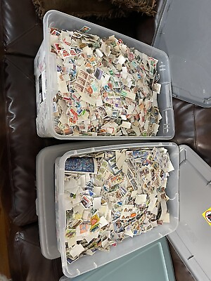 10 oz lot of worldwide and US stamps off paper $24.75