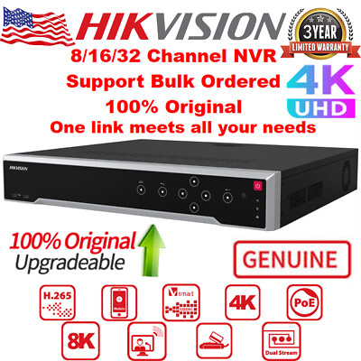 #ad All Hikvision Original 8CH 16CH 32CH 8POE 16PoE 4K 12MP 32MP Acusense AI NVR Lot $315.40