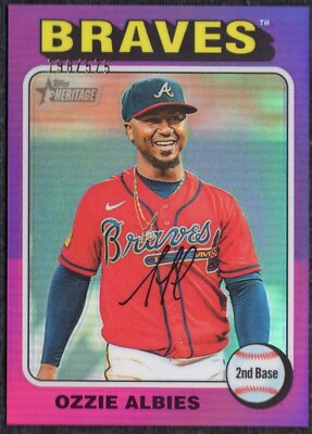 #ad 2024 Topps Heritage Chrome Refractor #345 Ozzie Albies #d 575 $5.99