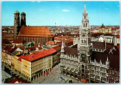 #ad Postcard Townhall and Famous Frauenkirche Munich Germany $3.43