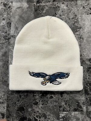 #ad Philadelphia Eagles White Retro Logo Warm Winter knit Pull Over Ski Cap Hat $8.99