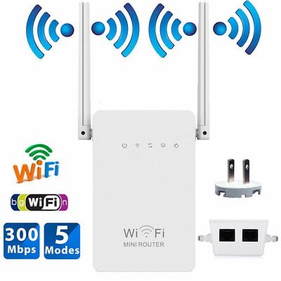 #ad 300Mbps Wireless N Range Extender WiFi Repeater Signal Booster Network Router $13.45