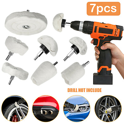 #ad 7PCS Car Polisher Polishing Buffing Pads Mop Wheel Drill Kit Aluminum Stainless $15.98