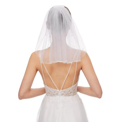 #ad Bridal Wedding Veil Short Communion Veils for Bachelorette Party with Rhinest... $11.04