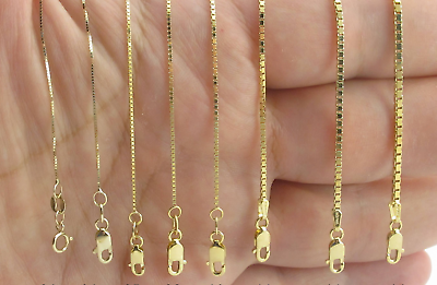 #ad 925 Sterling Silver Gold Plated Box Chain Necklace All Sizes $13.99