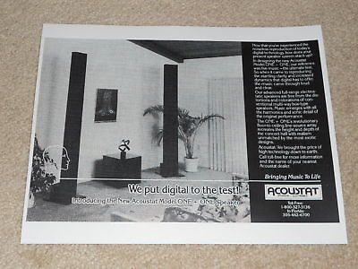 #ad Acoustat ONE ONE Speaker Ad 1984 Article Info 1pg $9.00