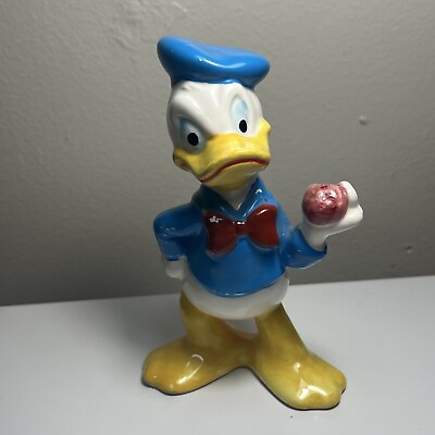 #ad Vintage 1973 Walt Disney Productions 5quot; Donald Duck Ceramic Figure w Apple $15.00