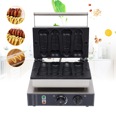 #ad Commercial Electric 4X Hot Dogs Baker Waffle Maker Machine Stainless Nonstick $169.10