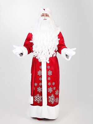 #ad Father Frost red costume with snowflakes Santa Claus outfit long robe $229.00