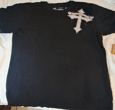 #ad Affliction Skull Cross Blk shirt XLg Cybery2k Punk Rock Rave Streetwear Semetry $25.00