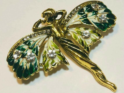 Gorgeous Vintage Art Nouveau Style GOLD Forest FAIRY NYMPH BROOCH Corsage $8.09