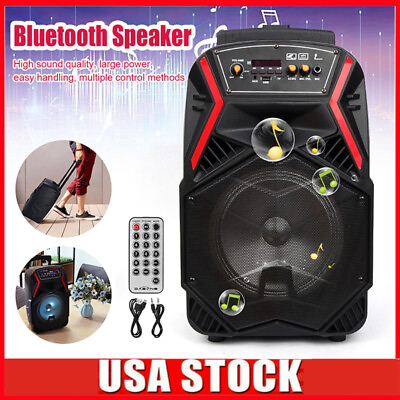 #ad 8quot; 1000W Portable FM Bluetooth Speaker Wireless Party Heavy Bass W Remote amp; LED $44.99