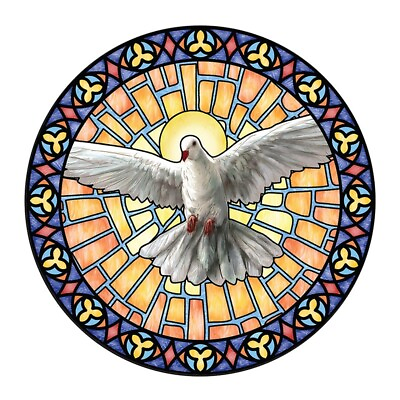 Holy Spirit Stained Glass Static Decal Vinyl SIZE: 5 3 4quot; Dia $14.99