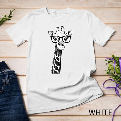 #ad Giraffe with Glasses Gift for Zoo Animal Lovers Unisex T shirt $16.99