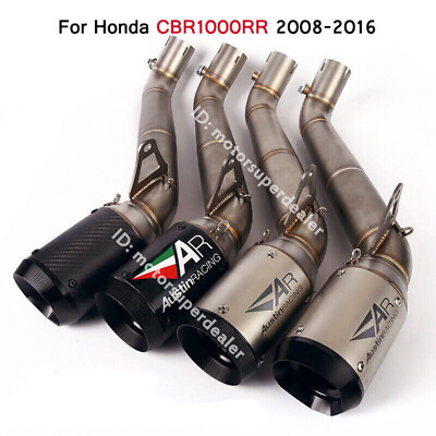 #ad Slip for Honda CBR1000RR 2008 2016 Carbon Exhaust Tips Muffler Mid Pipe System $158.99
