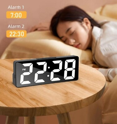 #ad LED Alarm Clock Student Mirror Alarm Clock Digital Clock Temperature Clock $10.99