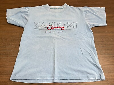 #ad Vintage Zambezi Canoeing Safari Blue T Shirt Small Africa $12.99