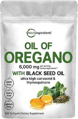 #ad Micro Ingredients Oil of Oregano Softgels 6000mg Per Serving 300 Count $88.88
