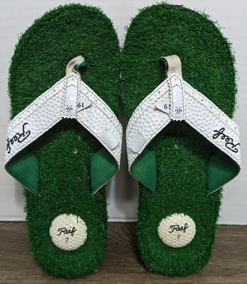 Reef Mulligan Golf Flip Flops Sandals Turf Grass Bottle Opener Mens Size 7 Beach $19.99
