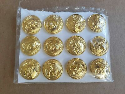 #ad Lot of 12 Brand New USMC Eagle Anchor 1quot; Gold Plated Buttons High Profile $19.99