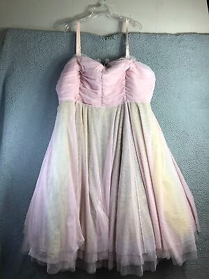 Torrid x Betsey Johnson Dress Womens 30 6X Pink Rainbow Tulle Strapless Midi $134.88