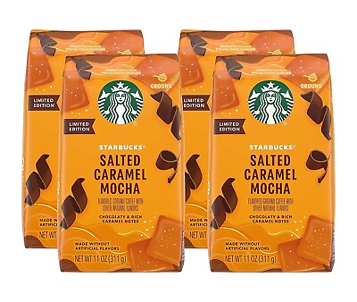 STARBUCKS Salted Caramel Mocha Flavored Ground Coffee 11oz 4PK FREE SHIP $20.00
