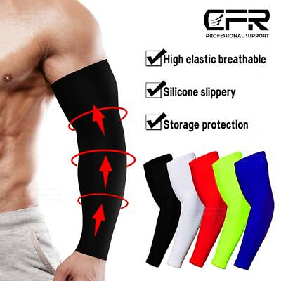 #ad UV Sun Protection Cooling Arm Sleeves Compression Arm Brace Basketball Running $14.18