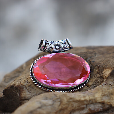 #ad Bohemian Pink Topaz Gemstone Pendant Women#x27;s Jewelry 925 Sterling Silver MB212 $19.11