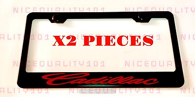2X Cadillac Stainless Steel Black Finished License Plate Frame Holder $22.99