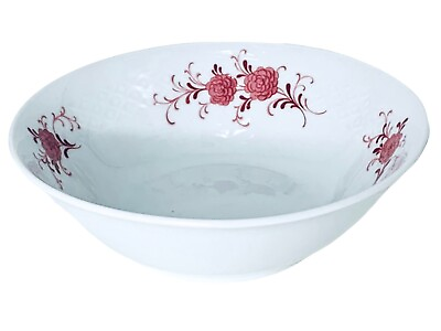 #ad Seltmann Weiden Germany 26043 Pink Floral Raised Lattice Coupe Cereal Bowl $13.59