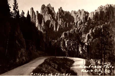 c1946 RPPC Cathedral Spires Rushmore Photo Rapid City South Dakota Postcard $7.79