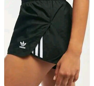 Adidas Trefoil Woven Shorts GN2885 Black White Women#x27;s Size Large Running Shorts $14.85