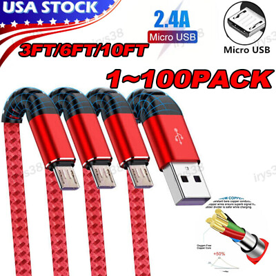 #ad Heavy Duty Micro USB Fast Charger Data Cable Cord For Samsung LOT Android HTC LG $74.49