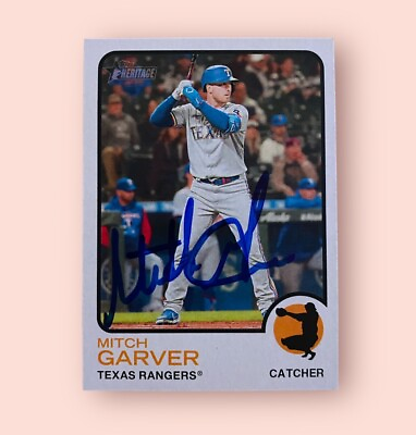 #ad 2022 Topps Heritage High Signed Mitch Garver Autographed Auto Card Rangers #558 $14.99