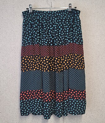 #ad Carole Little Womens Skirt Boho Aline Fit Flare Polka Dot Bright Colors 8 0850 $19.00