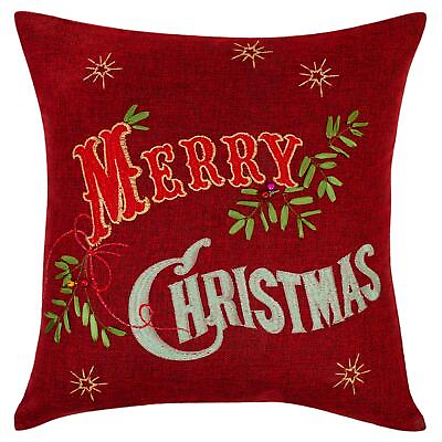 #ad Seasonal Bells Decorative Embroidered Christmas Cushion Cover 18quot; x 18quot; Mer... $17.36