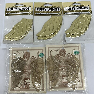 Angel Wings Trimmings Lot Of 5 Vintage Packs Of Two Wings Each About 3 1 2” Long $19.80