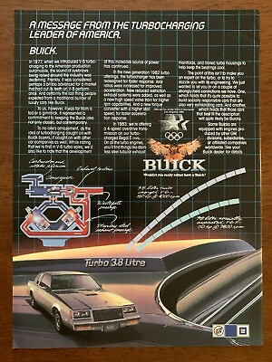 #ad 1983 Buick Turbo 3.8 Liter Vintage Print Ad Poster Car Man Cave Bar Art Décor $14.99