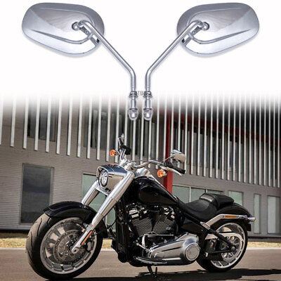 #ad For Harley Davidson Softail Fatboy Dyna Custom Chrome Motorcycle Rearview Mirror $37.16