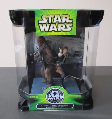 Han Solo Chewbacca STAR WARS Silver Anniversary Death Star Escape MIB $13.59