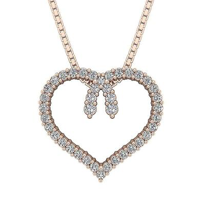 #ad #ad Heart Pendant Necklace Round Diamond I1 G 0.50 Ct Rose Gold 0.62Inch Prong Set $404.79