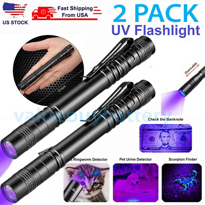 2x UV Ultra Violet LED Flashlight Blacklight Light 395nM Inspection Lamp Torch $9.99