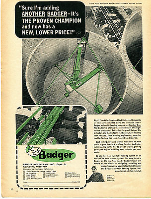 #ad 1965 Print Ad of Badger Northland Automatic Cattle Feeding System $9.99