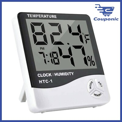 #ad THERMOMETER INDOOR Digital LCD Hygrometer Temperature Humidity Meter Alarm Clock $5.47