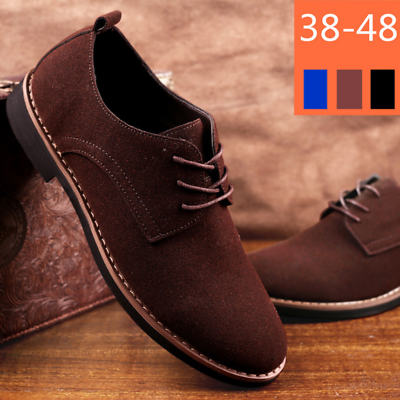 #ad Men#x27;s Suede Casual Shoes Oxfords Lace Up Flats Business Work Dress Shoes Comfort $41.82