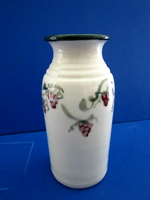 #ad Ceramic studio pottery vase Grape clusters amp; Vine. Green Rim. 5.5quot; Artist signed $16.99