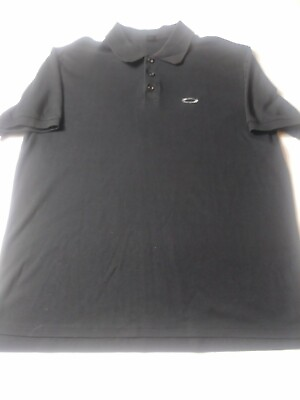 #ad Oakley Mens Shirt Size L Black Short Sleeve Polo Cotton Blend $9.99