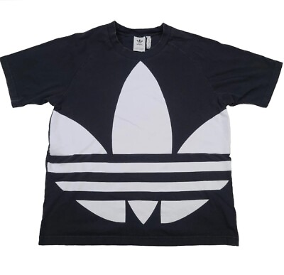Adidas Vintage T Shirt Large Y2k Big Trefoil Print Logo Men#x27;s Three Stripe $7.99
