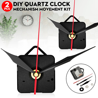 #ad DIY Wall Quartz Clock Movement Mechanism Replacement Kit Tool Parts Red Hands U $12.47