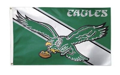 #ad Philadelphia Eagles Large Flag 3 X 5 Foot Double Sided Throwback Logo $10.62